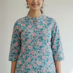 Agarwal Saree Floral Printed Pure Cotton Kurta With Trousers image 4