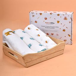 mom's home Moms Home Organic Cotton Baby Muslin Swaddle Mix Pack of 3 - Multicolour-picture-7