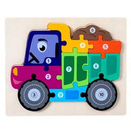Urbane Chic Truck  Design Wooden Jigsaw Puzzle for Kids Shapes Toys - 10 Pieces (Multicolor)-picture-21