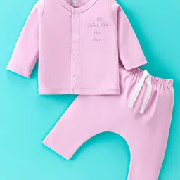 I Bears Interlock Knit Full Sleeves Night Suit With Text Embroidery - Lilac-picture-12