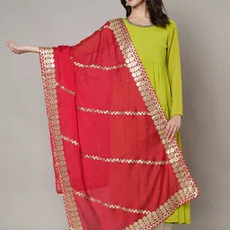 MUFFLY Leheriya Embroidered Gotta Patti Chinon Dupatta-picture-41