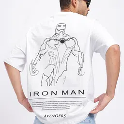 Marvel by Glitchez Marvel Superhero Iron Man Printed Oversized Cotton T-shirt-image-42