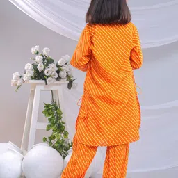 BAESD Girls Leheriya Printed Regular Pure Cotton Kurti with Salwar image 3