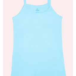 Kiddopanti Cotton Pack Of 3 Sleeveless Solid Camisoles - Peach Green & Blue image 3