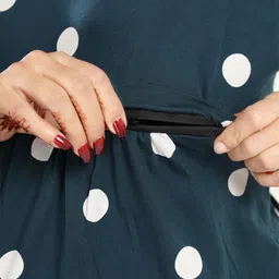 Fabme Printed Pre and Post Pregnancy Pure Cotton Nursing Nightdress image 2