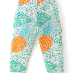 Babyhug Cotton Knit Full Length  Lounge Pants Text & Leaf Print Pack of 2 - Multicolour image 2