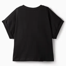 Ollington St. Disney Single Jersey Knit Half Sleeves Crop T-Shirt & Pleated Skirt with Minnie Mouse Graphics - Black & Light Green image 3