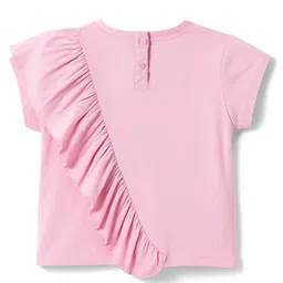 Babyhug Disney Single Jersey Knit Half Sleeves Top & Denim Skirt Set With Aristocrats Marie Graphics - Pink & Blue image 3