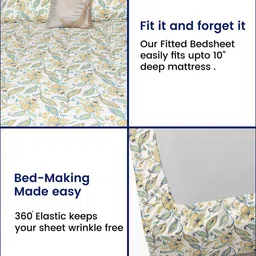 URBAN SPACE White & Blue Ethnic Motifs 210 TC Single Bedsheet with 1 Pillow Covers image 2