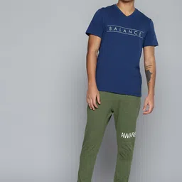 HRX by Hrithik Roshan Men Pure Cotton Olive Green Solid Knitted Yoga Sustainable Track Pants-picture-21