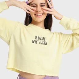 Bewakoof Yellow Printed Oversized Pullover-picture-28