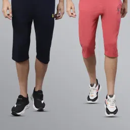 Vimal Jonney Navy & Pink Regular Fit Lounge Capris- Pack of 2-picture-22