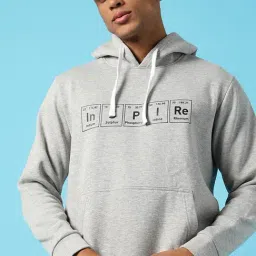 Campus Sutra Grey Cotton Regular Fit Printed Hooded Sweatshirt-picture-18