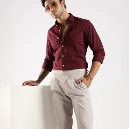 Blu MNKY Men Classic Slim Fit Solid Spread Collar Cotton Casual Shirt-picture-32