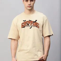 Moda Rapido Men Typography Printed Pure Cotton Bio Finish Oversized T-shirt-image-33