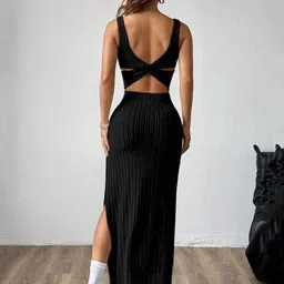 LULU & SKY Black Striped Maxi Dress image 4