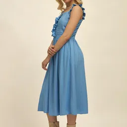 Virgio Print Linen Fit & Flare Midi Dress image 3