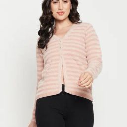 MADAME Peach Striped Cardigan-picture-27