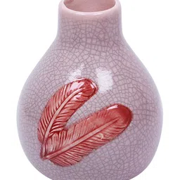Aura Pink Printed Ceramic Vintage Style Vase image 4