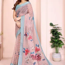 Aman's Impero Floral Linen Blend Saree image 5