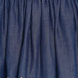 MINI KLUB Navy Blue Solid Mini Flared Denim Pure Cotton Skirt image 2