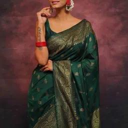 SHRIADINATH Woven Design Zari Silk Blend Handloom Saree-picture-25