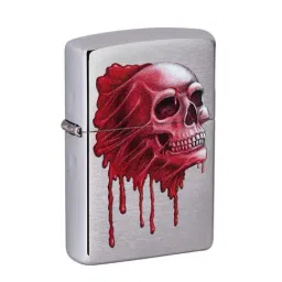 Zippo Silver Gory Skull Design Brass Pocket Lighter-picture-28