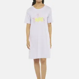 Dreamz by Pantaloons Lilac Cotton Graphic Print Sleep Tee-picture-15
