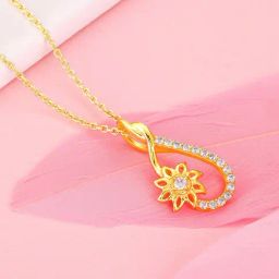 GIVA Love is Everywhere 925 Silver Blossoming Glory Pendant with Link Chain in Gold-Plating-picture-15