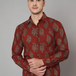 JAPER KURTI Relaxed Floral Printed Spread Collar Pure Cotton Shirt-image-20