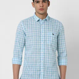 Van Heusen Sport Slim Fit Tartan Checked Pure Cotton Casual Shirt-picture-42
