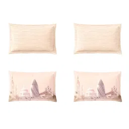 SPACES Voyager Creme De Peach Cotton Soft Abstract Design Bedsheet with 4 Pillow Covers image 5