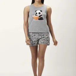 Dreamz by Pantaloons Grey Cotton Graphic Print Top Shorts Set-picture-35