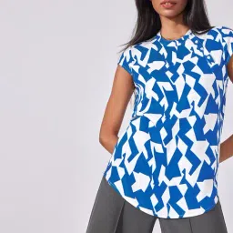 The Label Life White & Blue Printed Top-image-44