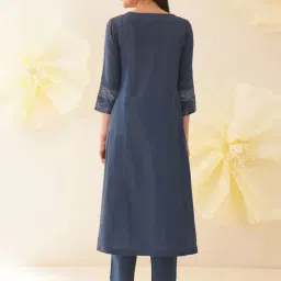 Jaypore Blue Block Print Loose Fit Kurta image 2