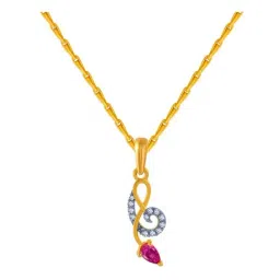 P.C. Chandra Jewellers 14k Yellow Gold American Diamond Pendant-image-48