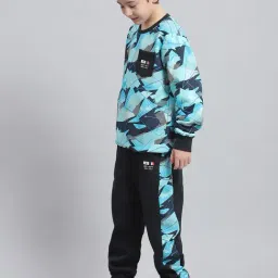 Monte Carlo Kids Blue Printed Full Sleeves Tracksuit image 3