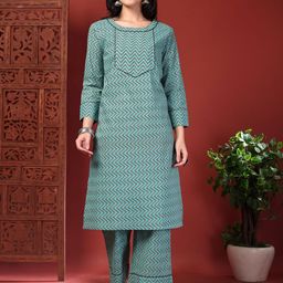 Anouk Rustic Women Printed Regular Pure Cotton Kurta with Trousers-picture-1