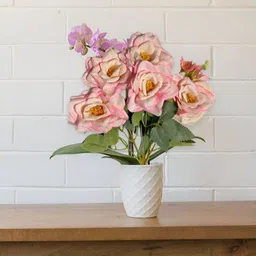 ARTSY Pink and Green Rose Artificial Flower image 3