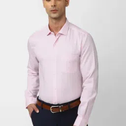 Peter England Elite Pink Cotton Slim Fit Texture Shirt-picture-27