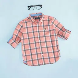 Pantaloons Junior Peach Cotton Chequered Full Sleeves Shirt-image-38
