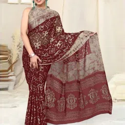 MIRCHI FASHION Maroon Printed Saree With Unstitched Blouse-picture-21