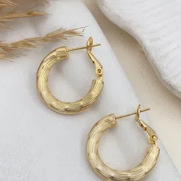 rare bello Rare Bello18K Gold-Plated Contemporary Shaped Hoop Earrings-picture-36