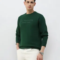 U.S. Polo Assn. Green Cotton Regular Fit Logo Printed Sweatshirt image 4