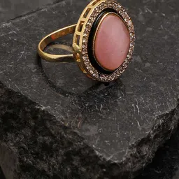 SOHI Women Gold-Plated Pink Stone-Studded Finger Ring-picture-15