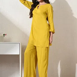 SEEDS OF FUSION Shirt Collar Neck Top With palazzos Co-Ords image 4