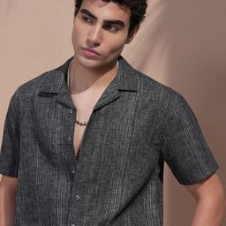 HIGHLANDER Vertical Striped Cuban Collar Relaxed Fit Shirt-picture-39