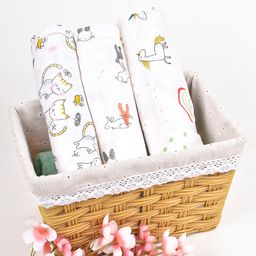 mom's home Moms Home Organic Cotton Baby Muslin Swaddle Mix Pack of 3 - Multicolour-picture-11