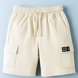 kookie kids india Kookie Kids Terry Knit Above Knee Length Shorts with Cool Kids Club Badge - Offwhite-picture-27