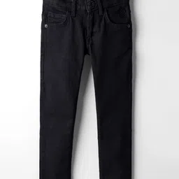 UCB Cotton Woven Full Length Solid Color Straight Fit Jeans - Black-picture-10